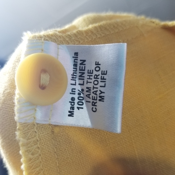 FLAX yellow linen long sleeve oversized lagenlook tunic - Picture 3 of 9